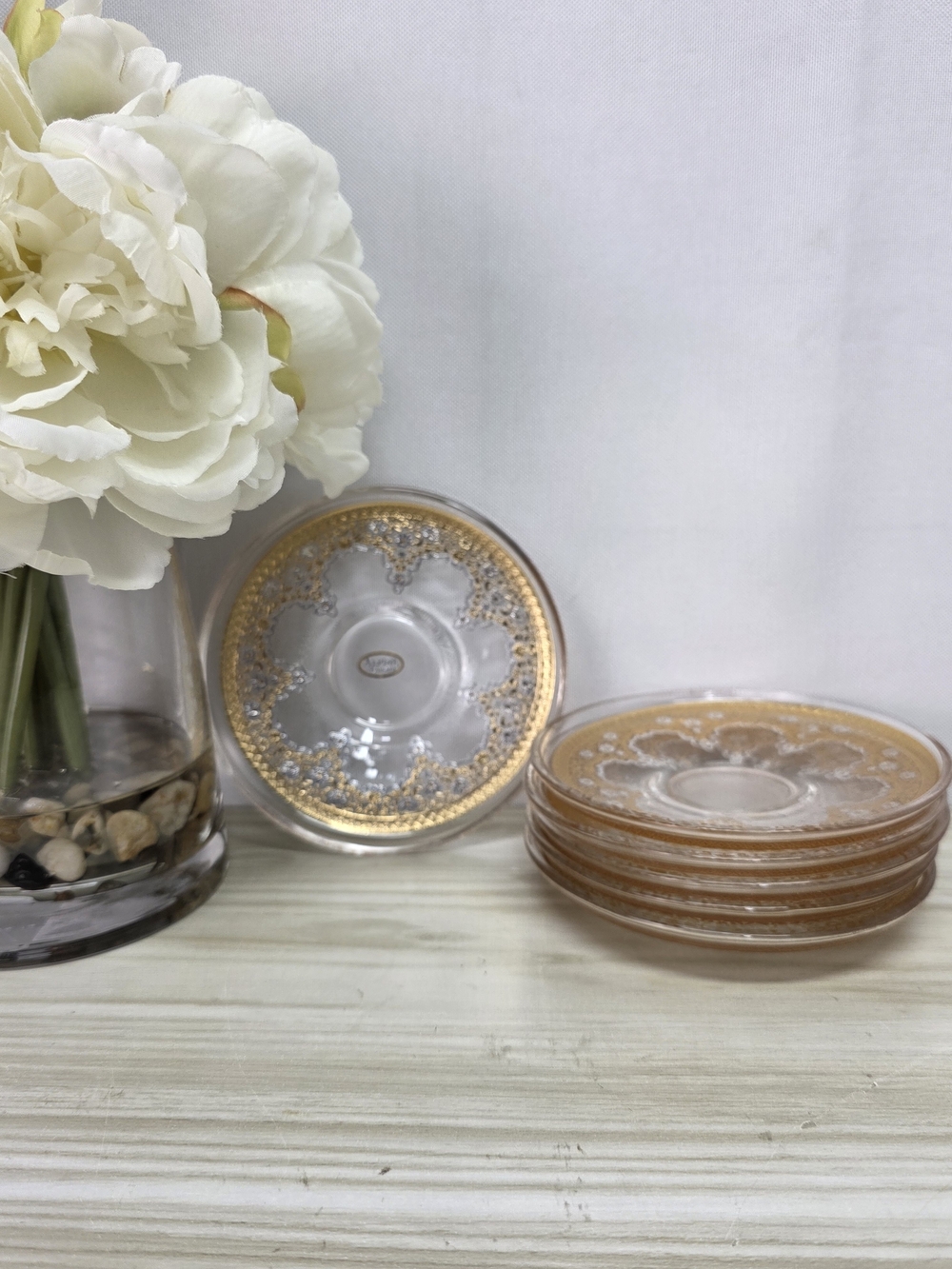 Alpine Cuisine Elegant Gold-Trim Glass Dessert Plates - Set of 6